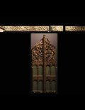 Ξυλόγλυπτο επιχρυσωμένο βημόθυρο και τμήματα ζωοφόρου τέμπλου. 19ος αι. -----   Gilded wood carved Sanctuary Doors and frieze Iconostasis parts, 19th c.