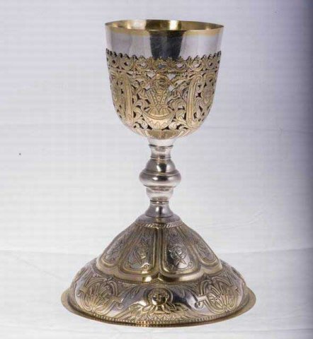 No 3: Αργυρό Άγιο Ποτήριο με τοπικά επιχρυσώματα, 19ος αι. ----- Silver gold-plated chalice, 19th c.