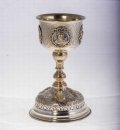 No 6: Αργυρό επιχρυσωμένο Ρωσικό Άγιο Ποτήριο με άνθινο διάκοσμο, 19ος αι. ------ Silver-gilded Russian chalice with floral decoration, 19th c.